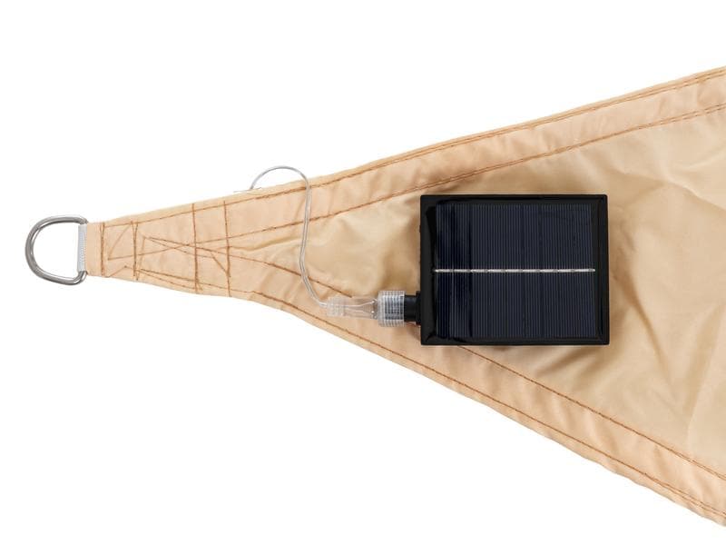 COCON Sonnensegel LED Solar, 360 cm, Dreieck, Beige Schattentuch für Terrasse oder Balkon