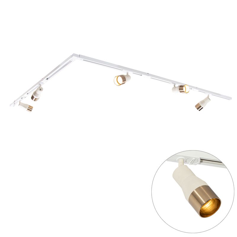 Modern railsysteem met 5 spots beige met goud 1-fase - Iconic Kohua