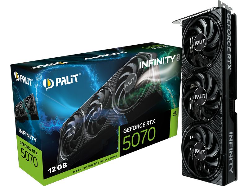 Palit Grafikkarte GeForce RTX 5070 Infinity 3 12 GB GDDR7 Gamer-Grafikkarte mit 12 GB GDDR7-Speicher