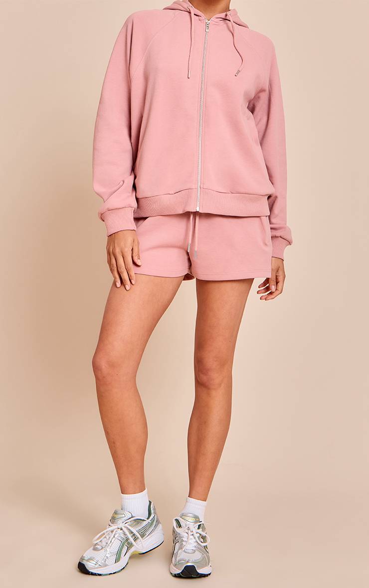 Rose Short Molleton Taille Élastiquée Petite Co-ord