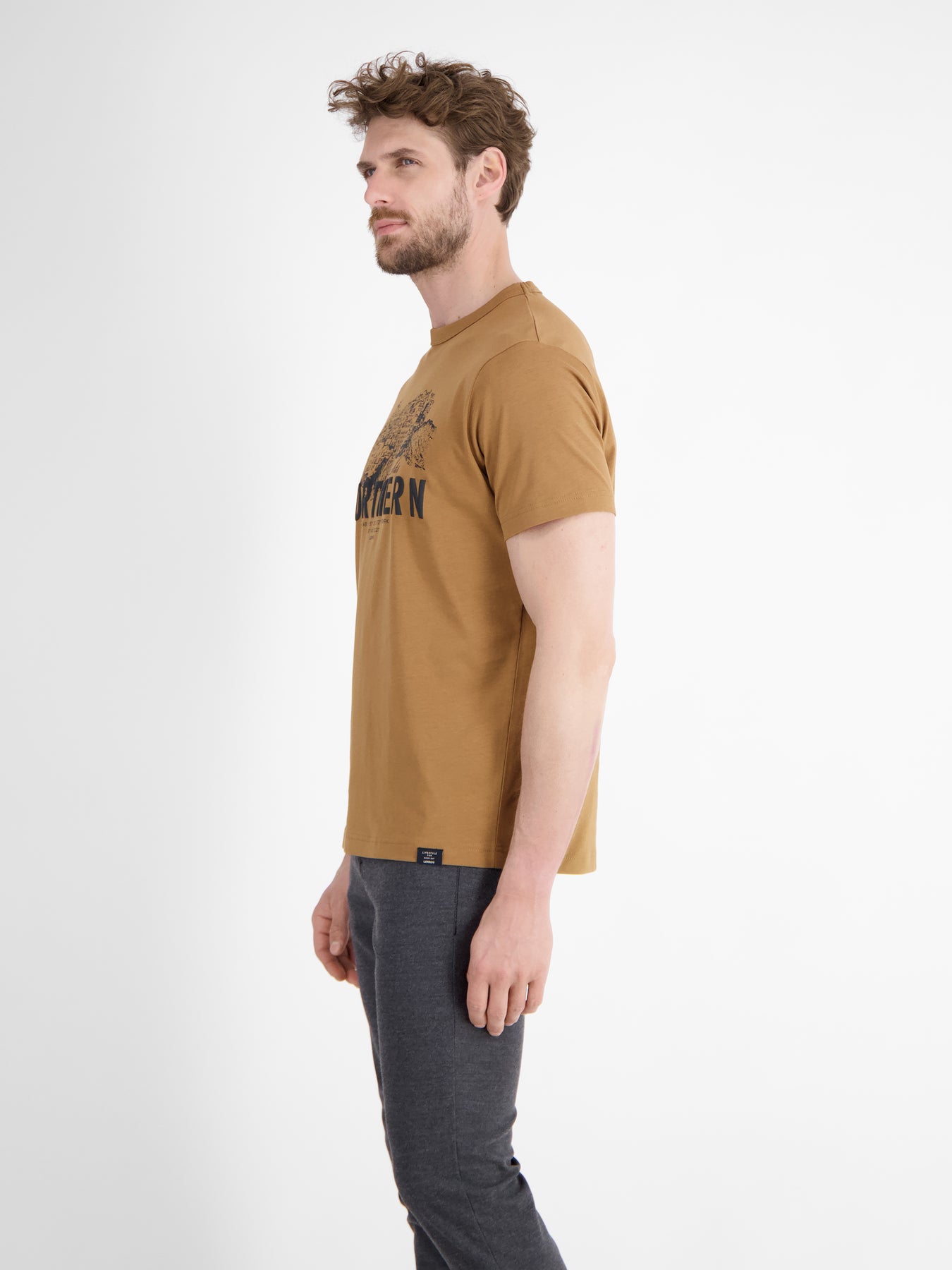 Unifarbenes T-Shirt mit Brustprint