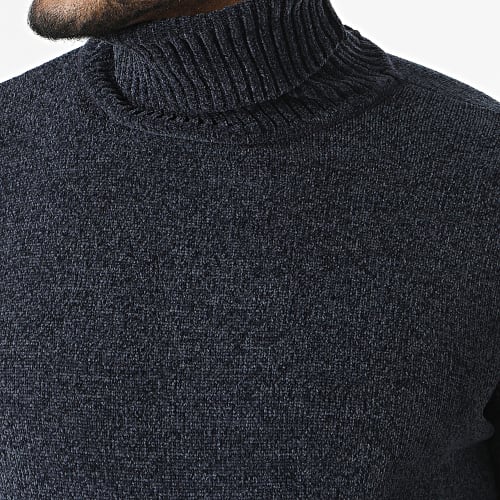 Pull Col Roulé Bleu Marine Chiné