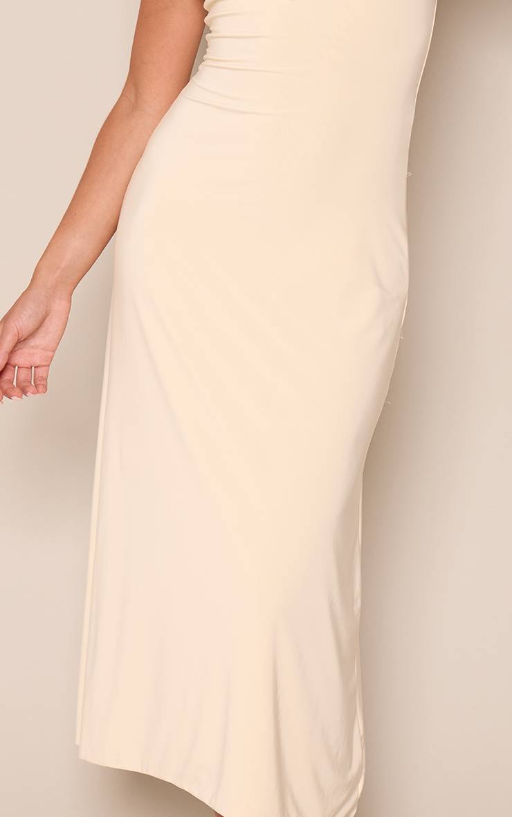 Blanc Robe Midaxi Asymétrique Froncée En Jersey Slinky Double Épaisseur
