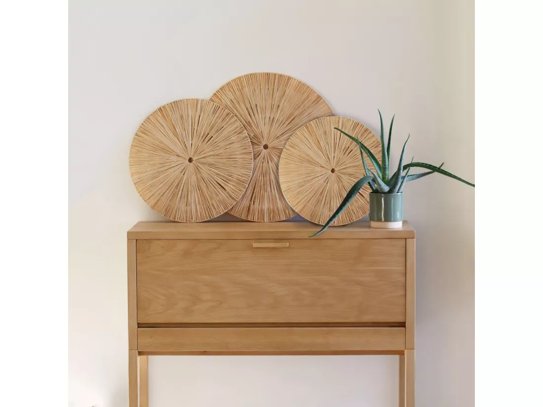 Now's Home - Set De 3 Decorations Murales En Raphia Naturel D60/50/40cm Miri
