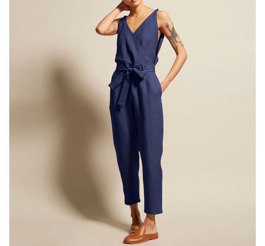 Bolgivy - Mouwloze V-hals cropped jumpsuit