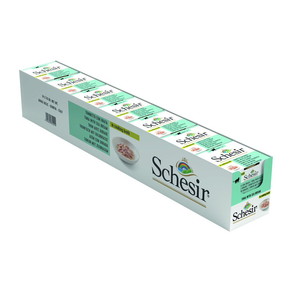 Schesir - Kattenvoer in bouillon - 70 Gram - tonijn en sea