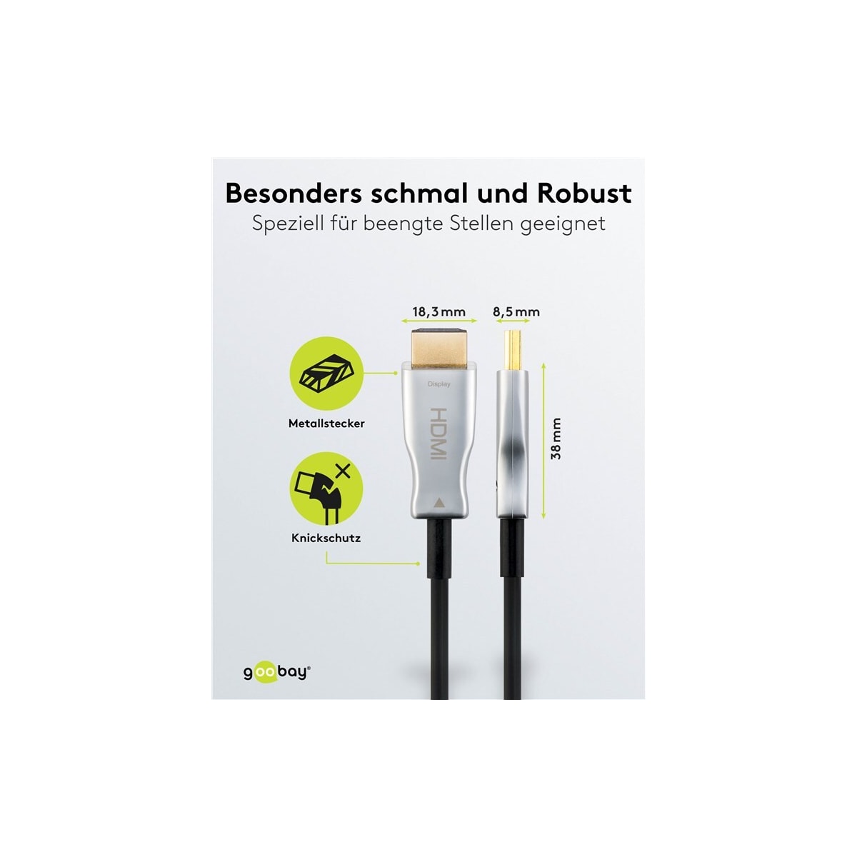 Goobay Høyhastighets hybrid optisk HDMI™-kabel med Ethernet (AOC)