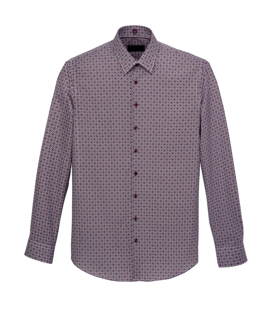 Chemise à micro motifs bordeaux 