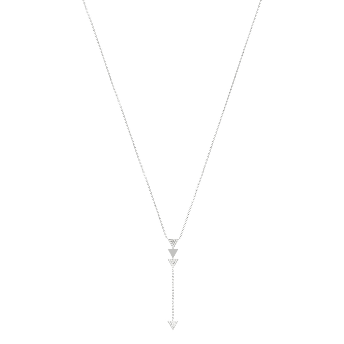 Collier argent 925 flèche zirconias 45 cm