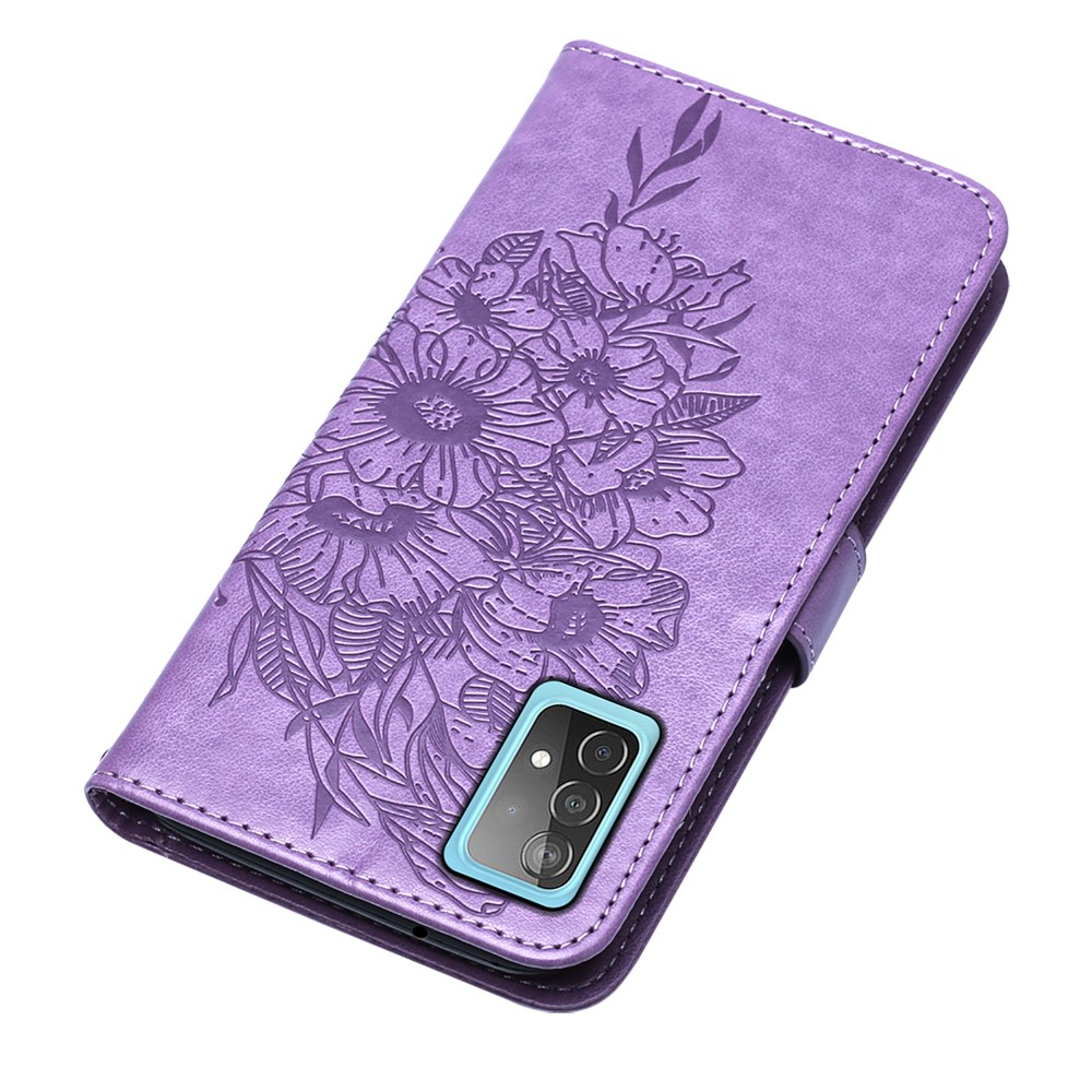 Samsung Galaxy A52s 5G / A52 (5G) / A52 Leder Tasche Flip Cover Schmetterlinge Imprint - Lila