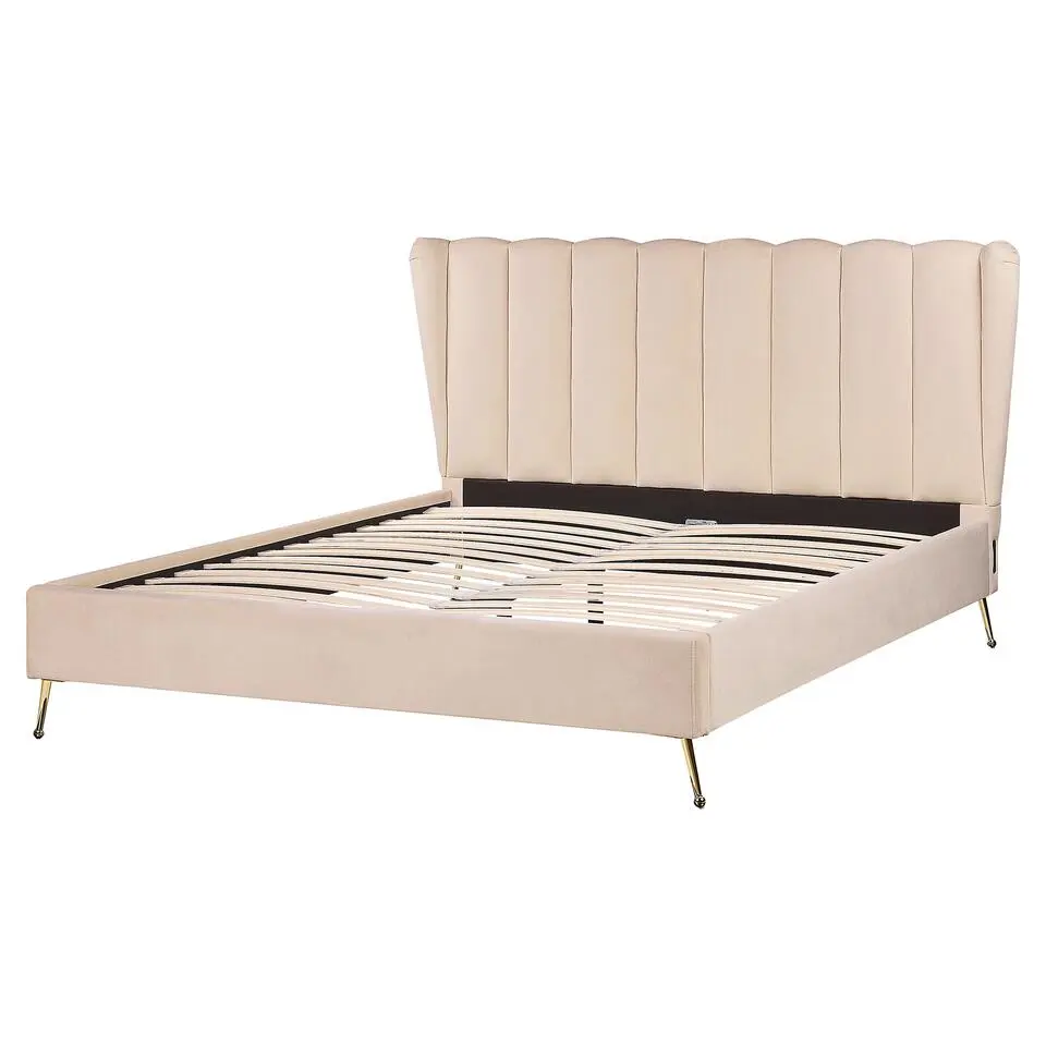 MIRIBEL - Tweepersoonsbed - Beige - 160x200 - Fluweel