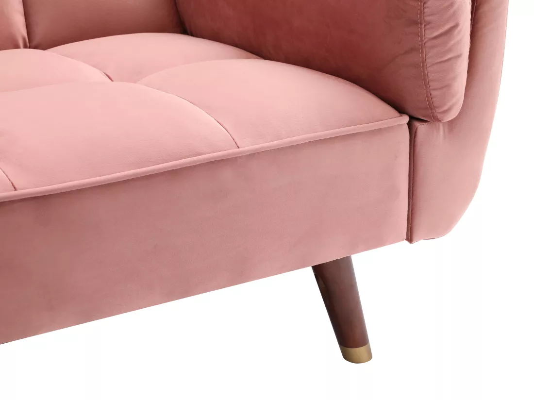 Canapé 3 places convertible clic-clac en velours rose GULCAN