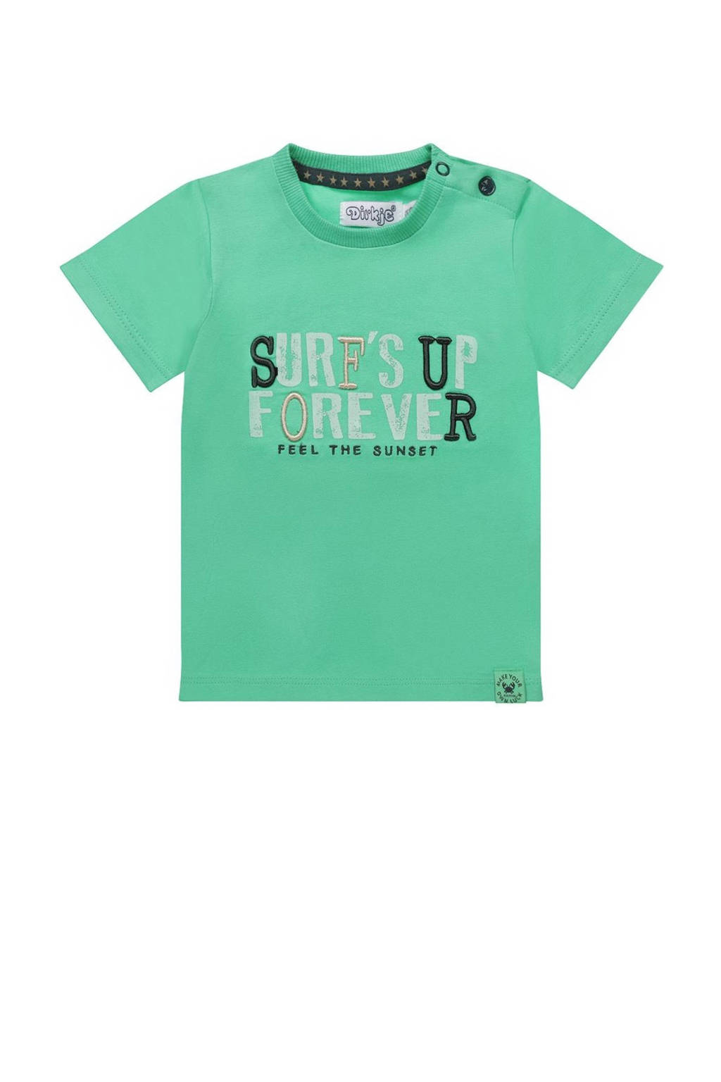 Dirkje T-shirt T-shirt ss met tekst groen