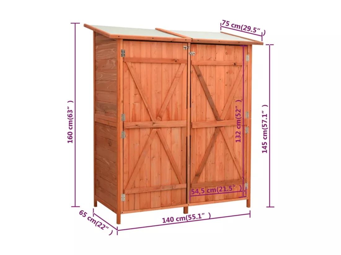 Abri à outils de jardin 135,5x75x160 Bois de sapin massif
