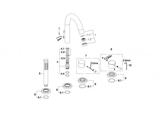 Mueller Round thermostatische badrand kraan geborsteld koper afbouwdeel