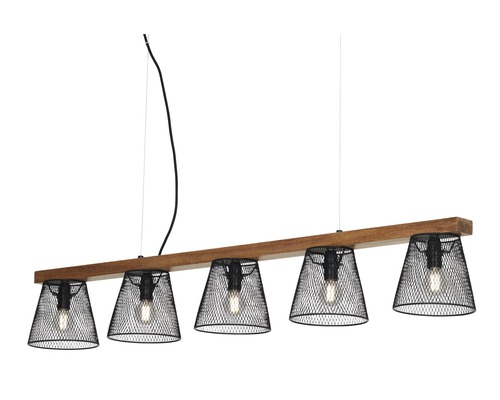 Hanglamp, 5-lichts, HxLxB 136x110x12 cm, zwart