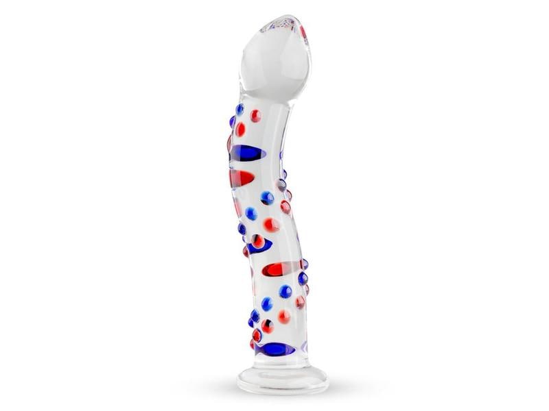 Glass Glass Dildo No. 3 Wasserfester Dildo aus Glas und farbigen Elementen
