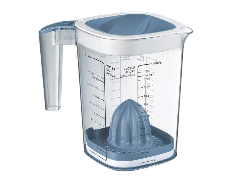 Rotho Messbecher Loft 15 dl, Blau/Transparent Messbecher aus transparentem Kunststoff