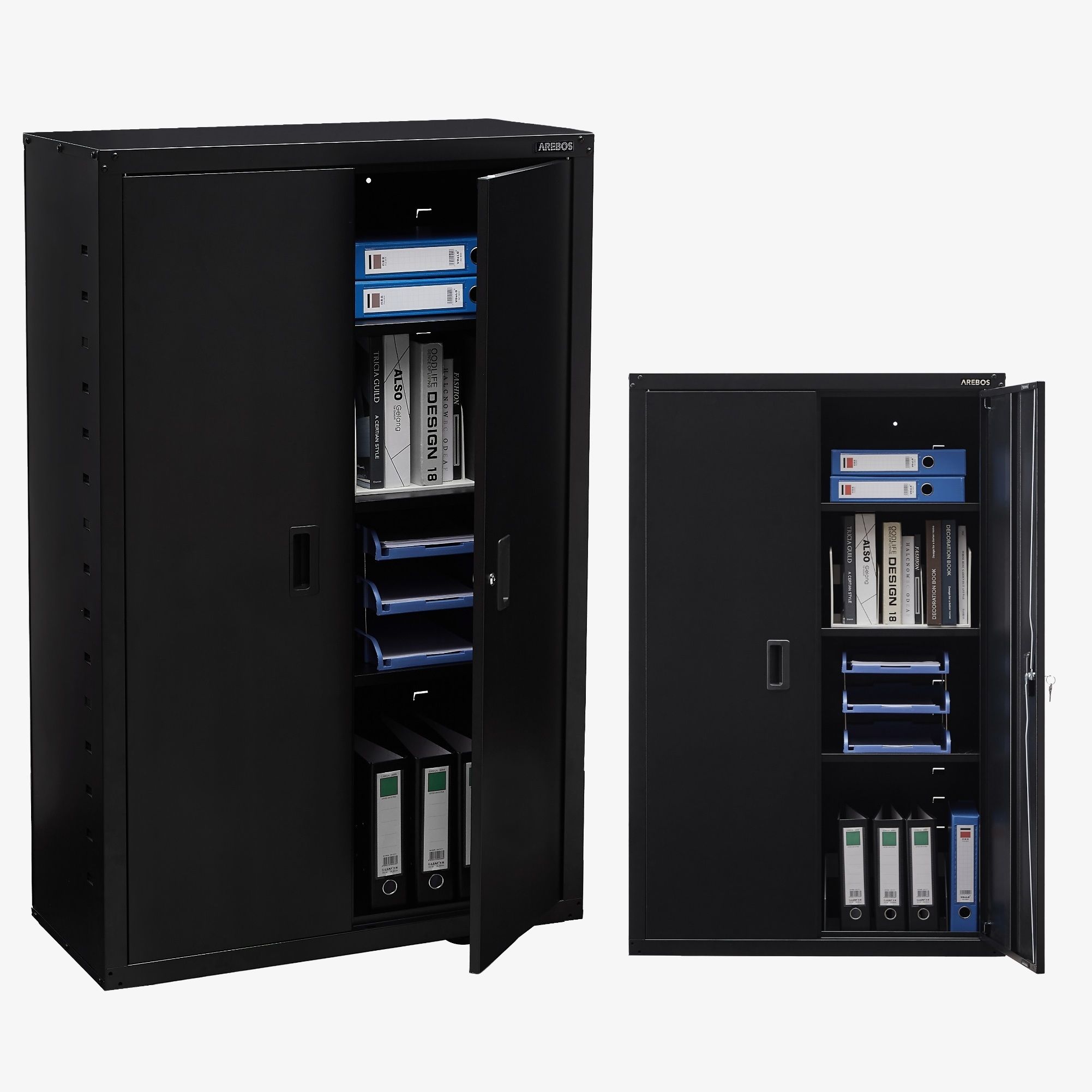 Aktenschrank_Garagenschrank 140 x 90 x 40 cm Schwarz