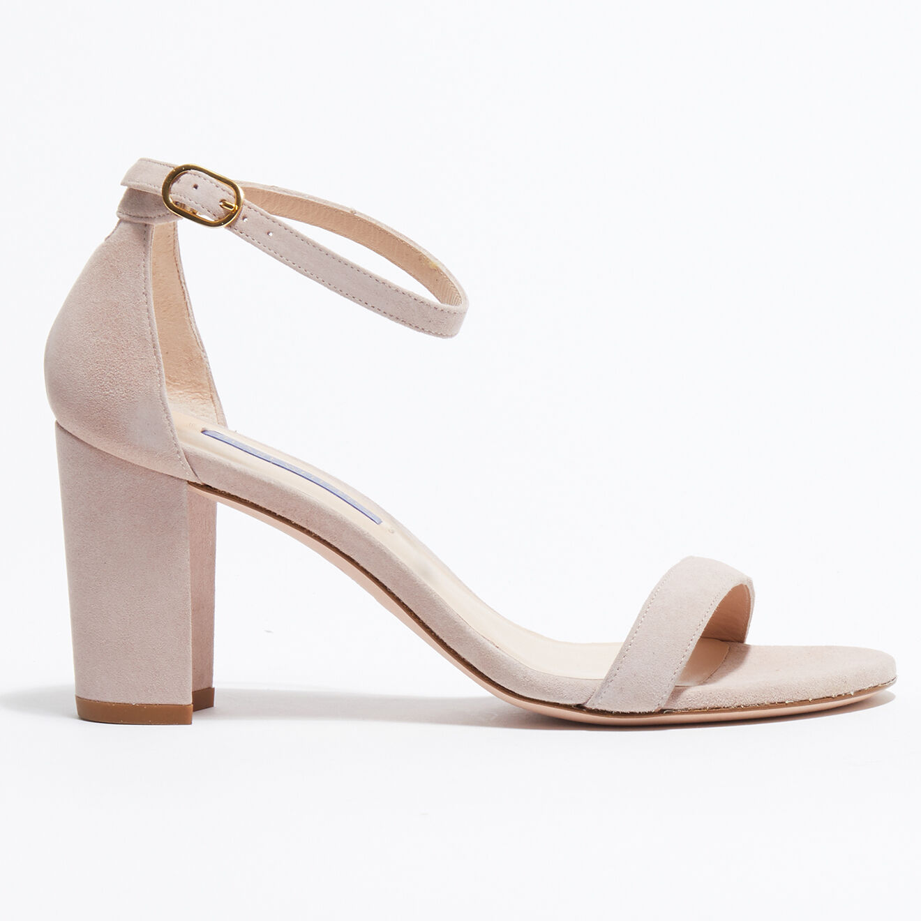 Stuart Weitzman Sandales en Velours de Cuir Nealynude rose poudré - Talon 8 cm