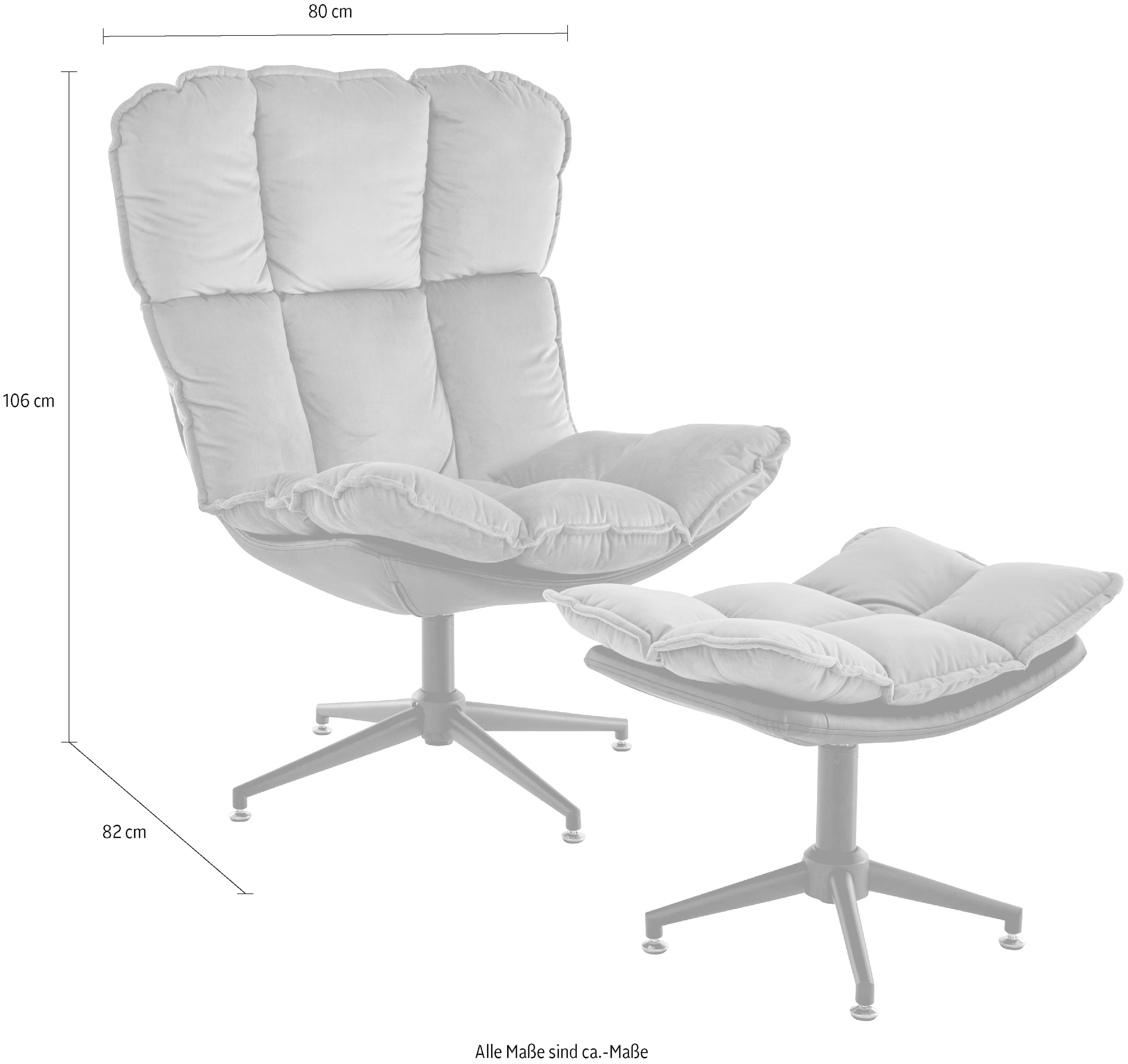 Home affaire Drehsessel »Seet, Polstersessel mit Hocker,« 2 Stk. tlg. 360° drehbar, Relaxsessel inkl. Hocker
