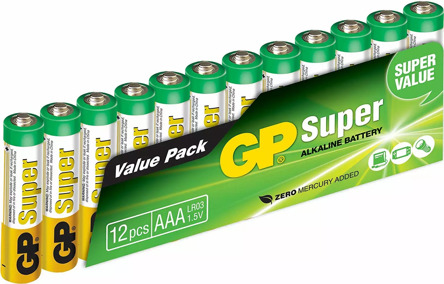 GP Alkaline Super Batterijen - AAA - 1,5V (12st)