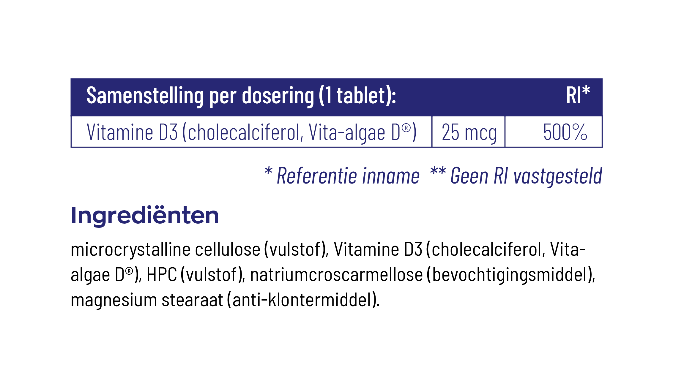 Vitamine D3 Vegan - 25 mcg / 1000 IE