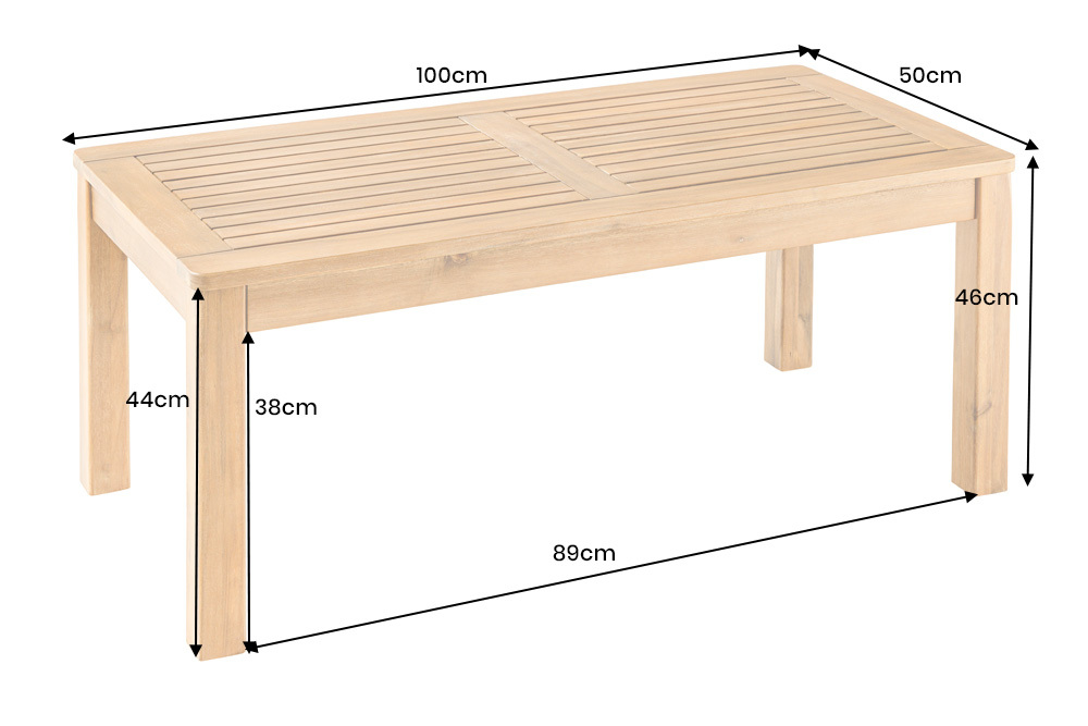 Massiver Gartentisch BALI 100cm Akazienholz wetterfest Outdoor-Loungetisch