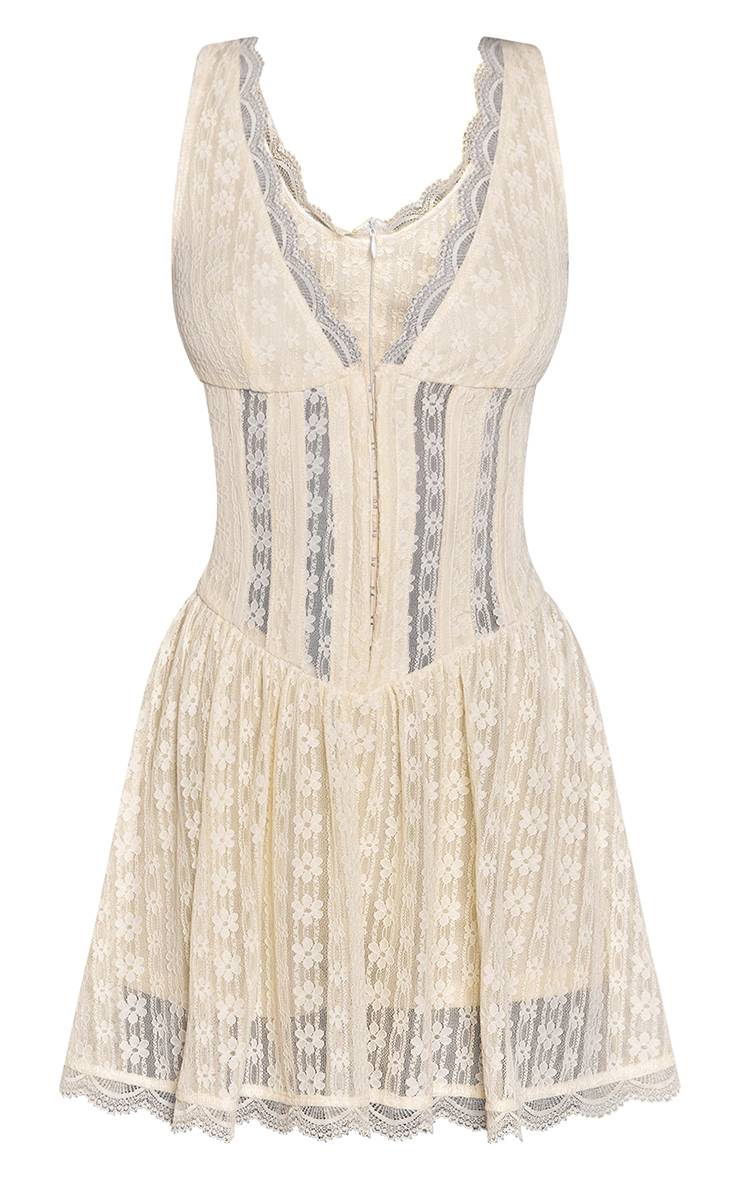Citron Combishort Vaporeux À Détail Corset En Dentelle Texturée
