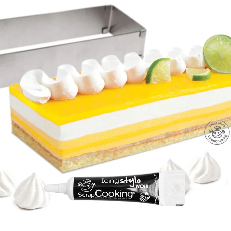 Cadre extensible Rectangle + Stylo de glaçage noir Scrapcooking