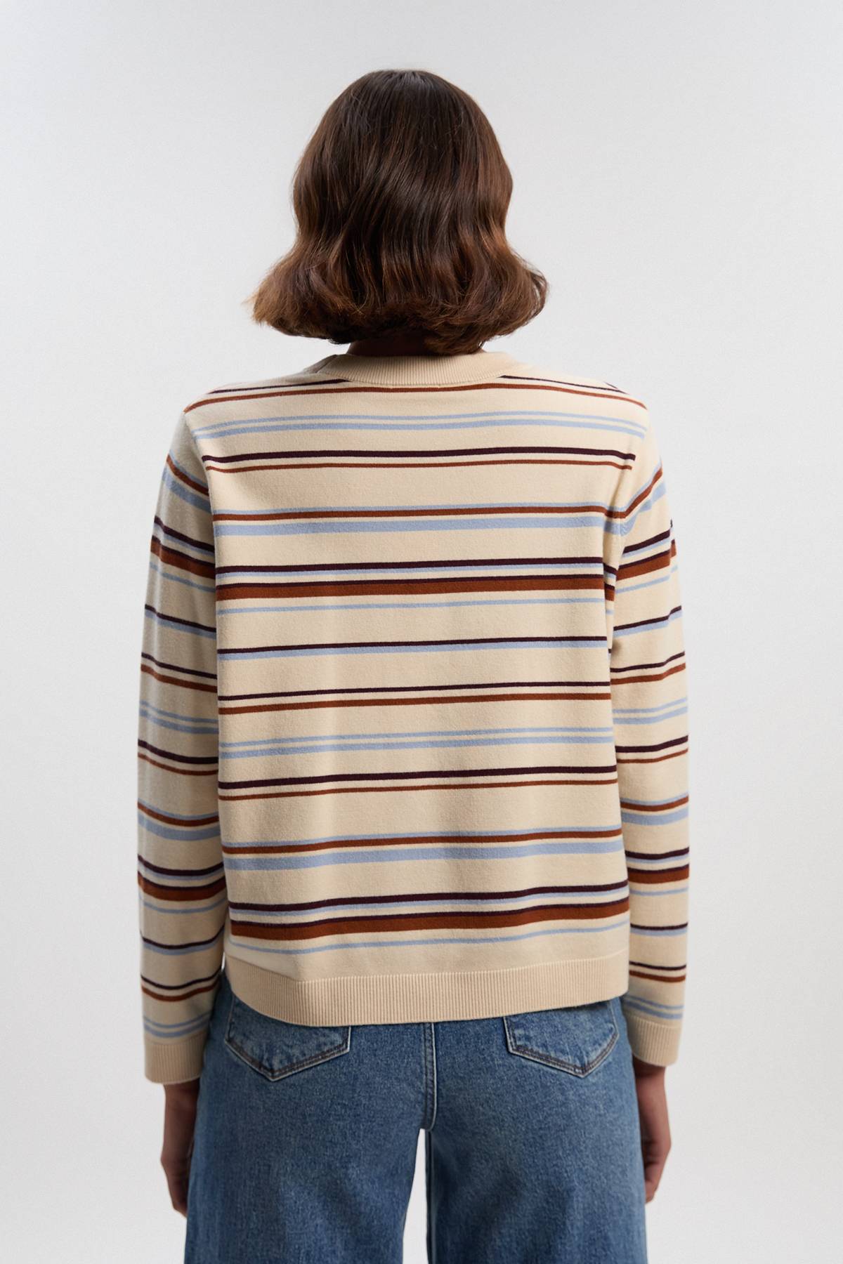 KarenMillen Haut en Maille à Col Rond Rayé Mélange Viscose