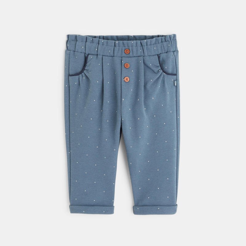 Pantalon paperbag maille molletonnée bleu bébé fille Bleu