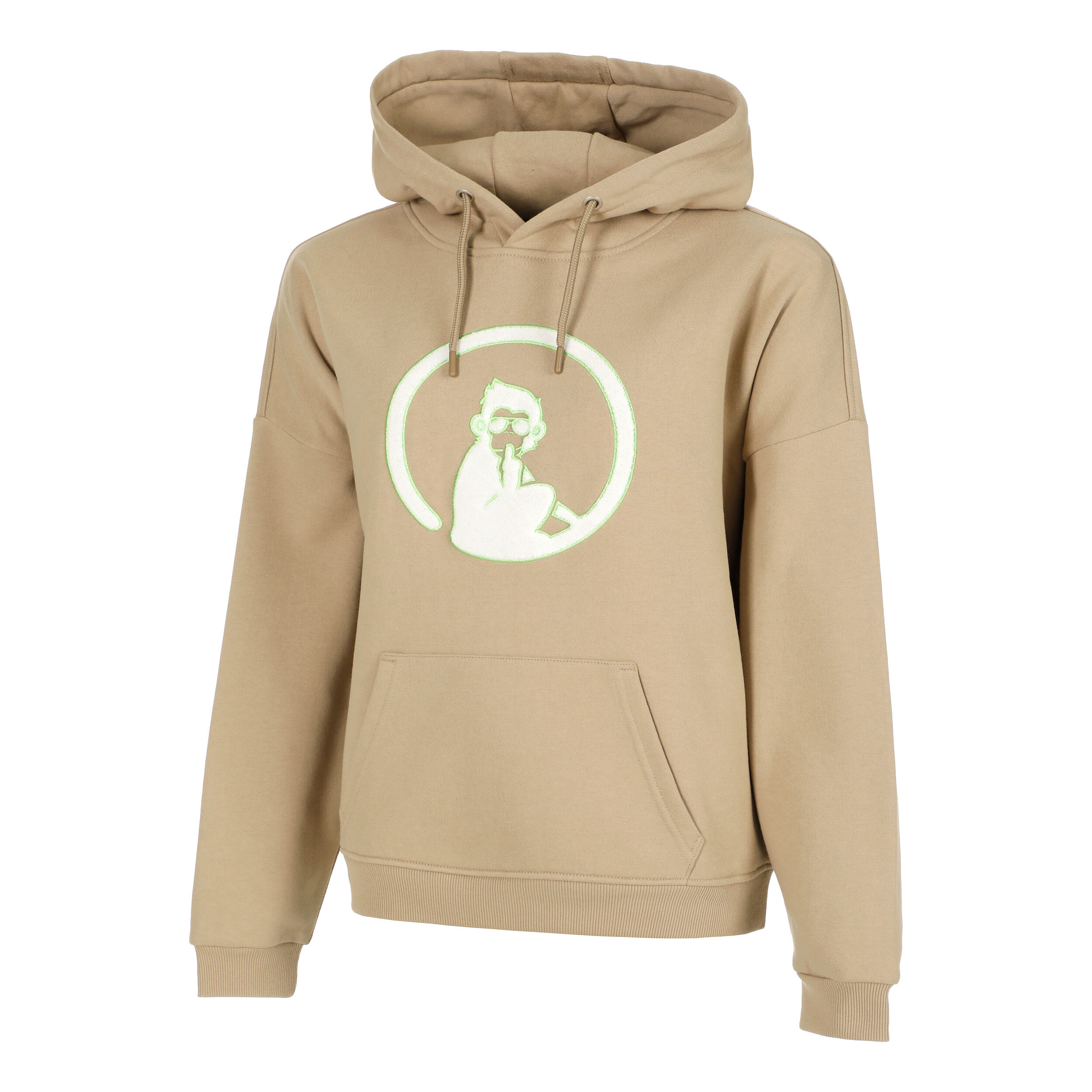 Quiet Please Wild Oversize Embroided Sweat À Capuche Femmes - Beige , Vert Fluo