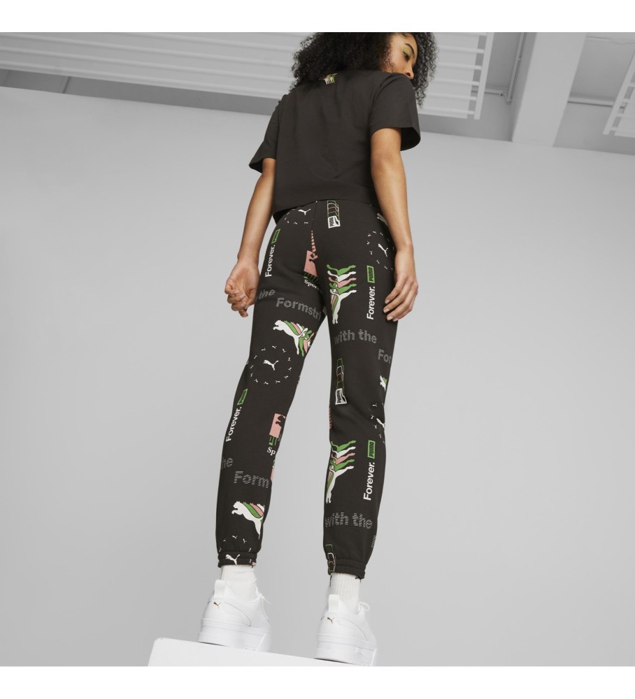 Calça Puma Classic Estampada Preta