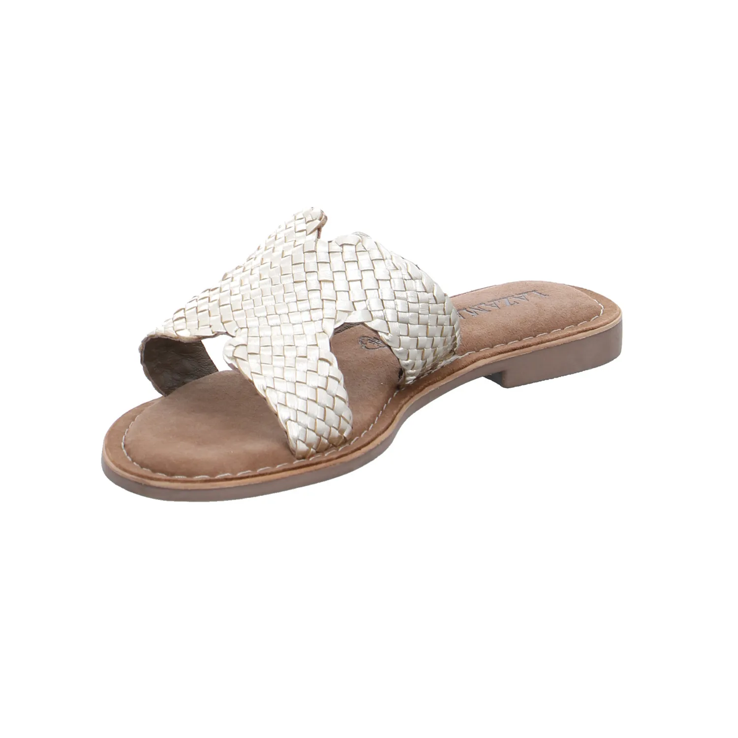 LAZAMANI Pantolette Gold Leder