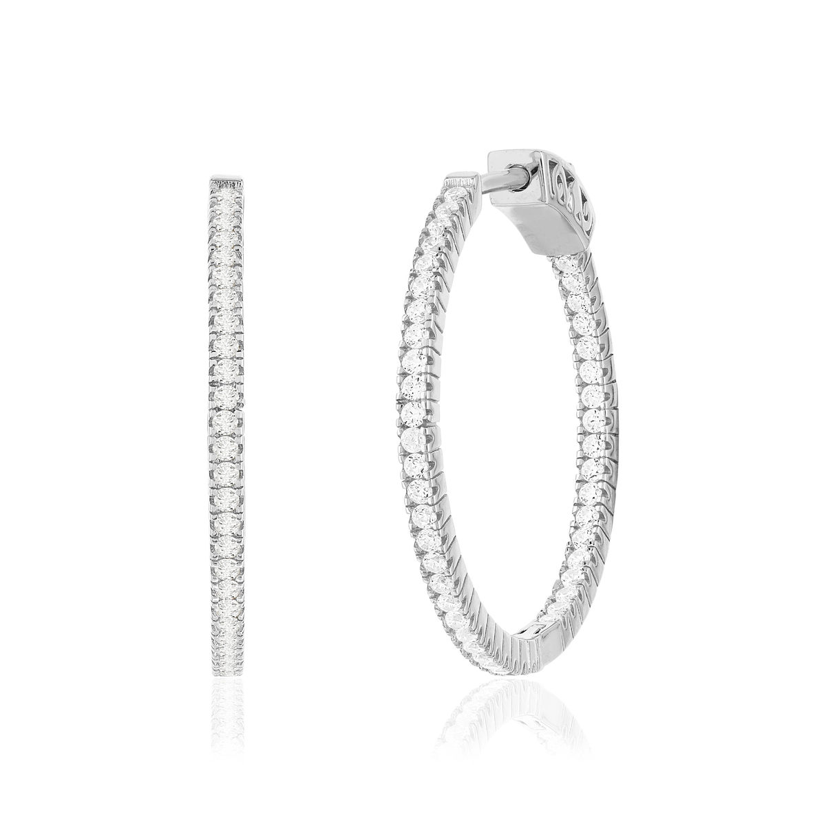 Créoles argent zirconias 28 mm