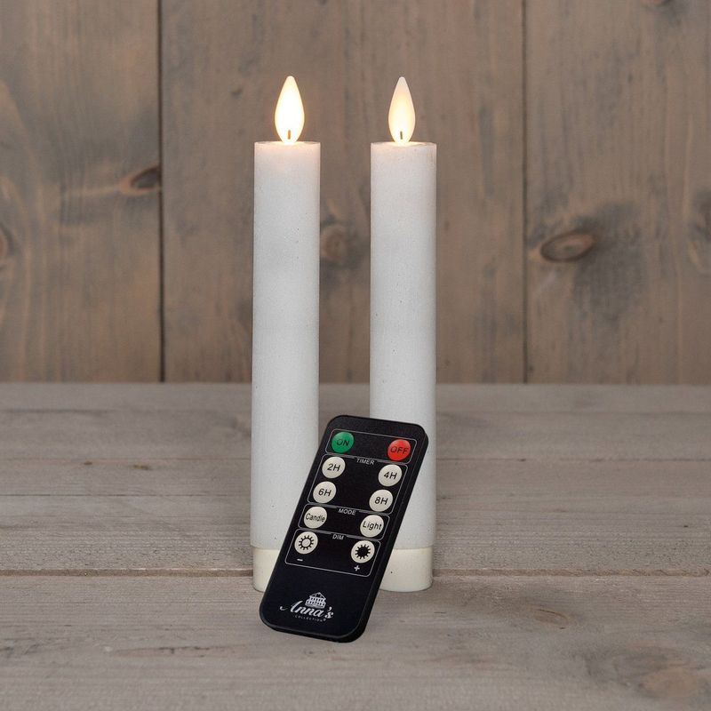 Anna's Collection LED dinerkaarsen - 2x st - wit - 18 cm - met afstandsbediening
