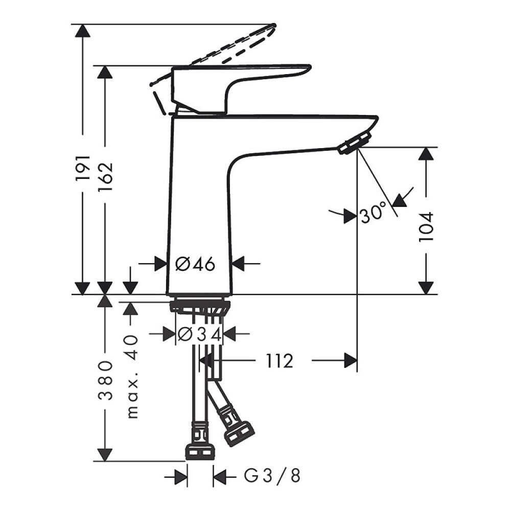 SERVANTBATTERI HANSGROHE TALIS E110 MATT SVART
