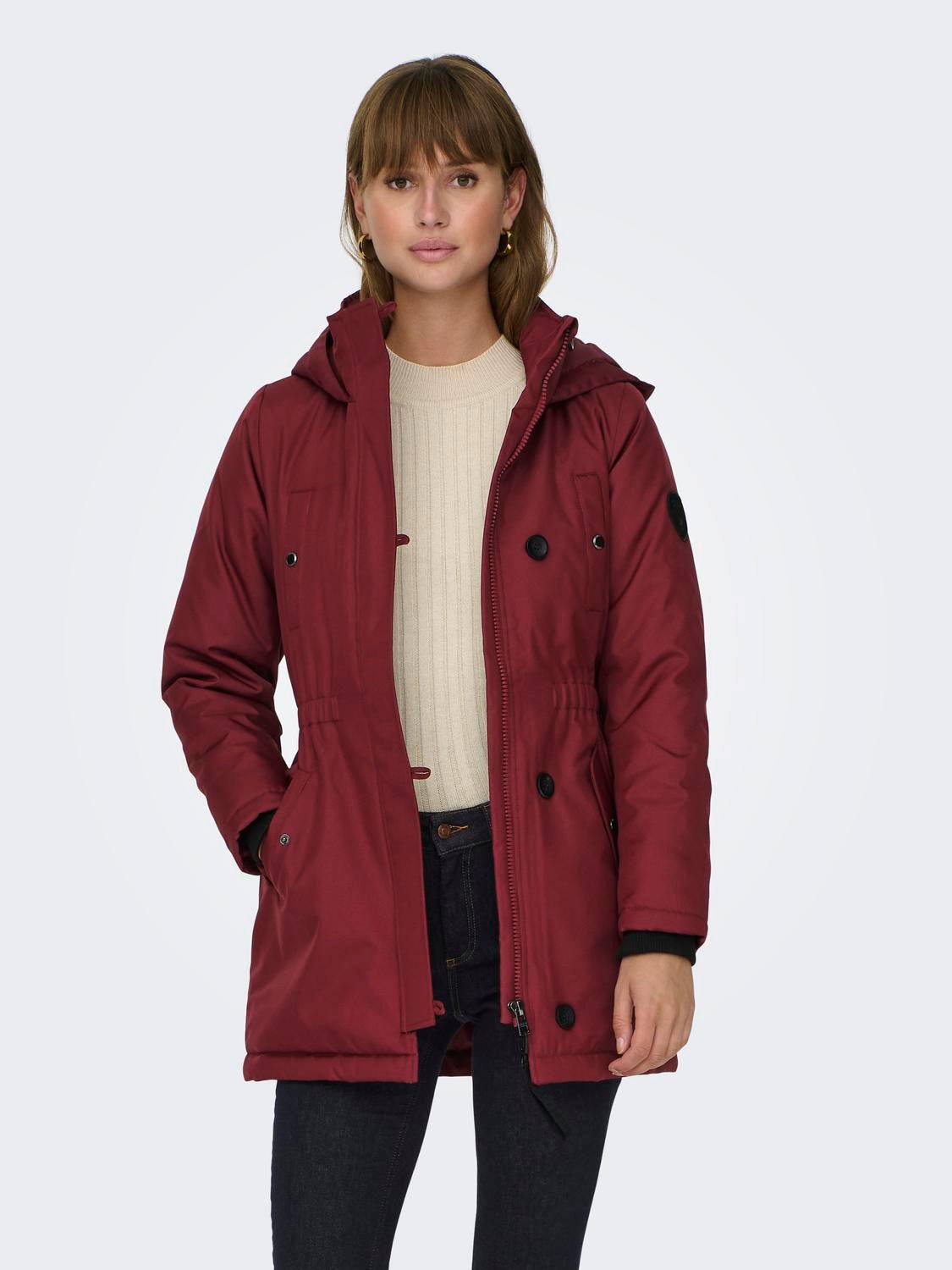 ONLMIE Langer Parka Fired Brick