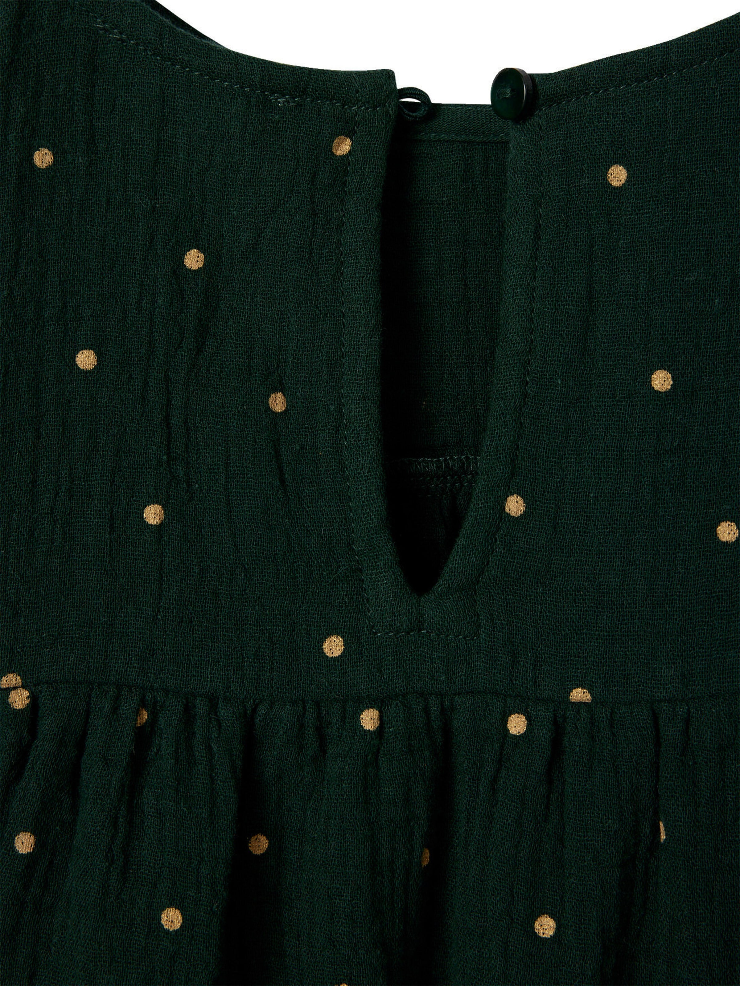 Vertbaudet Mädchen Kleid mit Volants, Musselin tannengrün