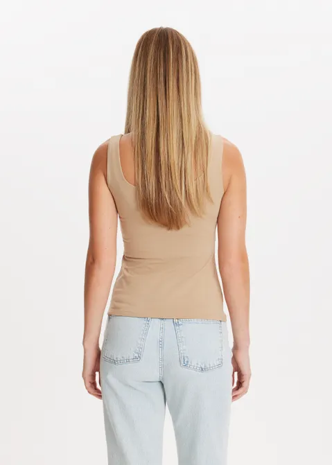 Basic singlet met vierkante hals zand (ZAND)