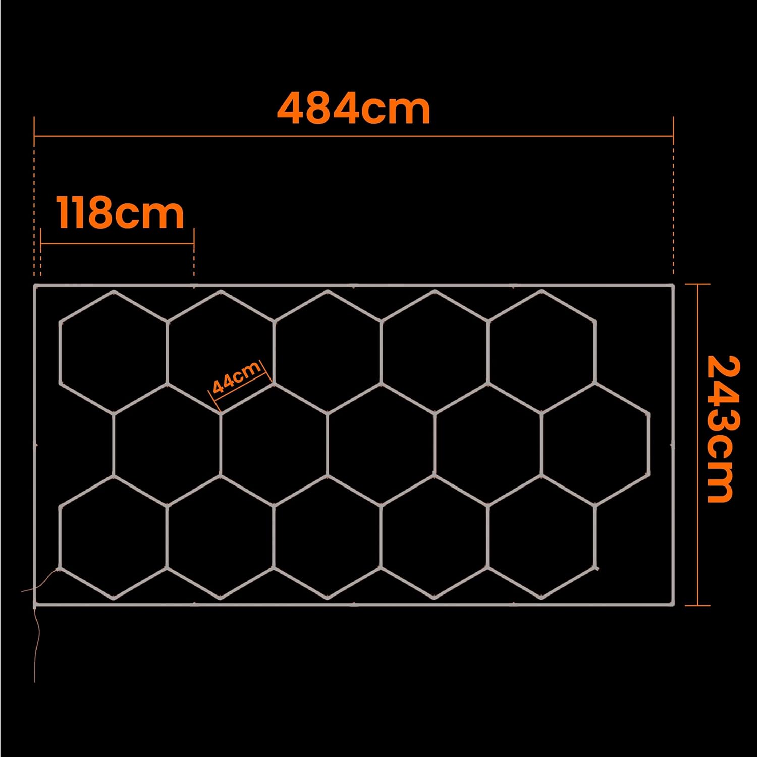 Garagenlampe Hexagon LED 298x209 cm – 15er Set Werkstattbeleuchtung 696W 6500K Kaltweiß – 115LM/W – IP54 – Flimmerfrei – CRI>90 – LED Panel Lichtsystem für Garage, Studio, Detailing, Büro