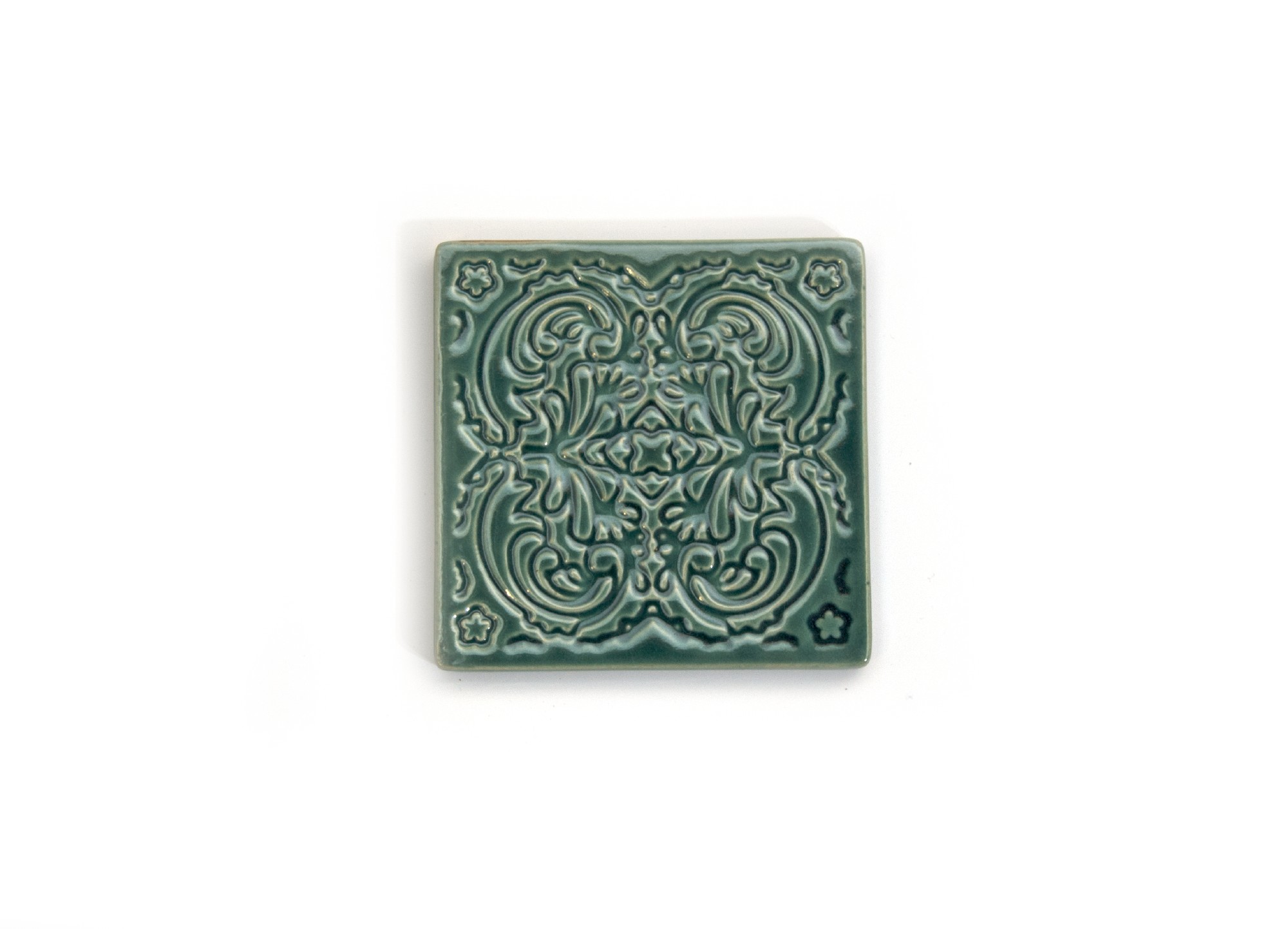 Steingutuntersetzer 'Blume', blau, T 10,5 cm, B 10,5 cm, H 1 cm zu 5,00