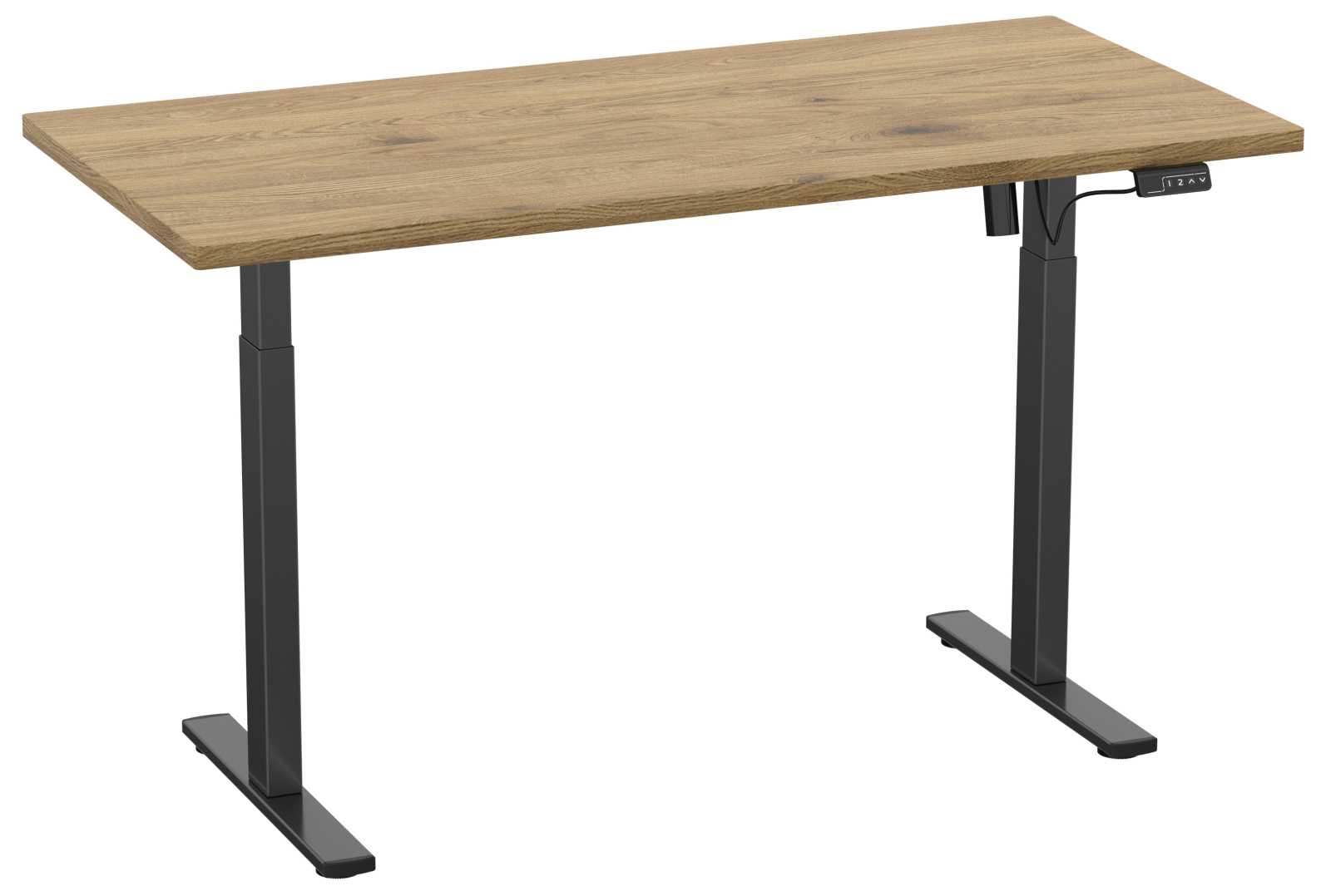 Schreibtisch E-LONA - Honig Eiche-schwarz - 140x80cm - höhenverstellbar