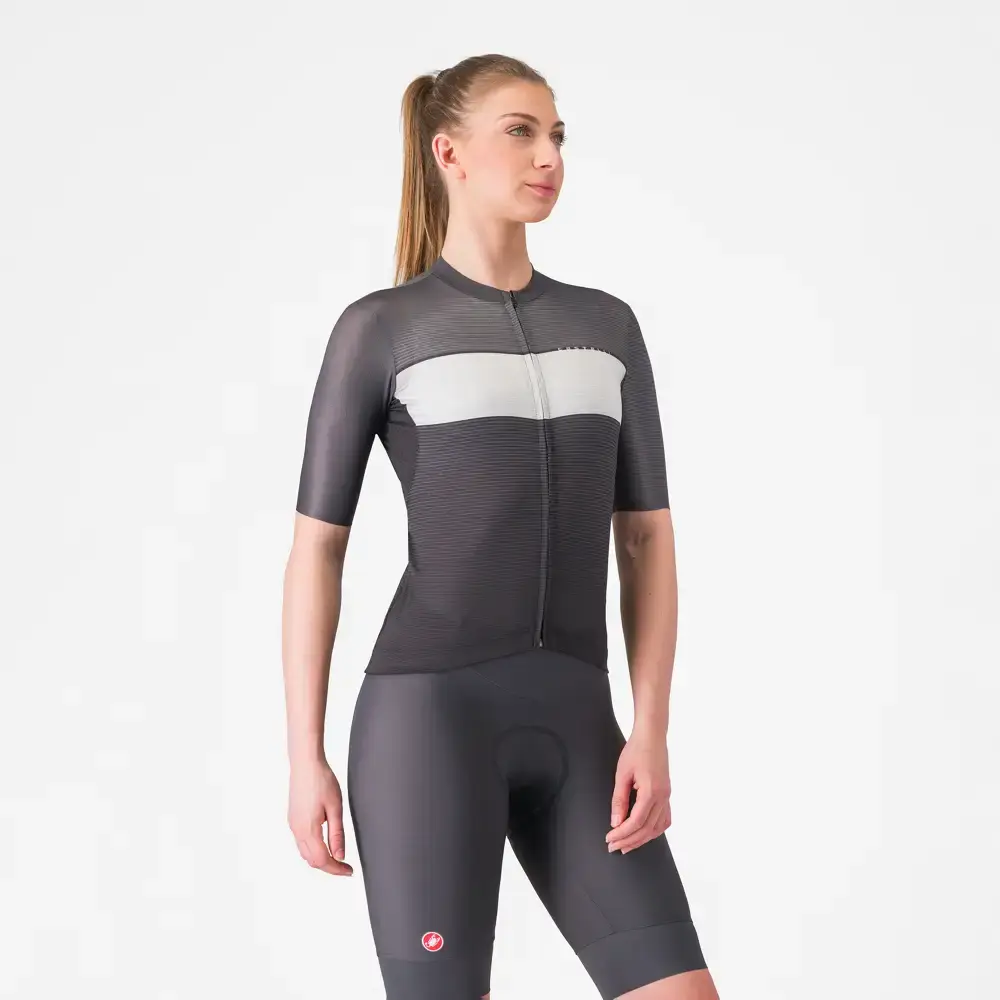 Castelli Elegante Fietsshirt Korte Mouwen Zwart/Grijs Dames