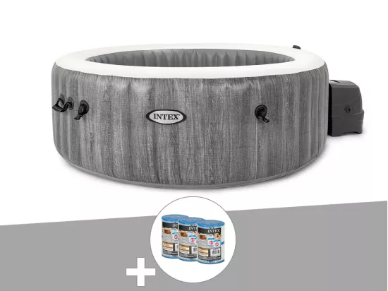 Kit spa gonflable Intex PureSpa Baltik rond Bulles 4 places + 6 filtres