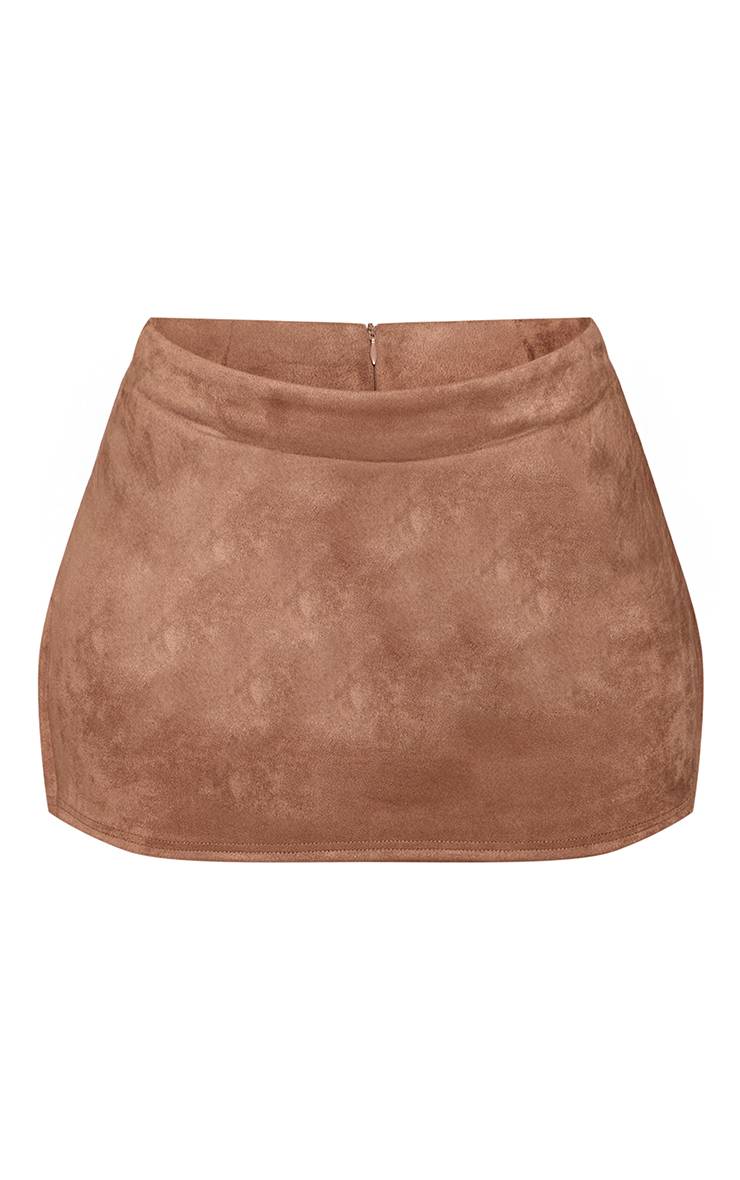 Taupe Jupe Mini Moulante En Synthétique Effet Daim Coordonnée