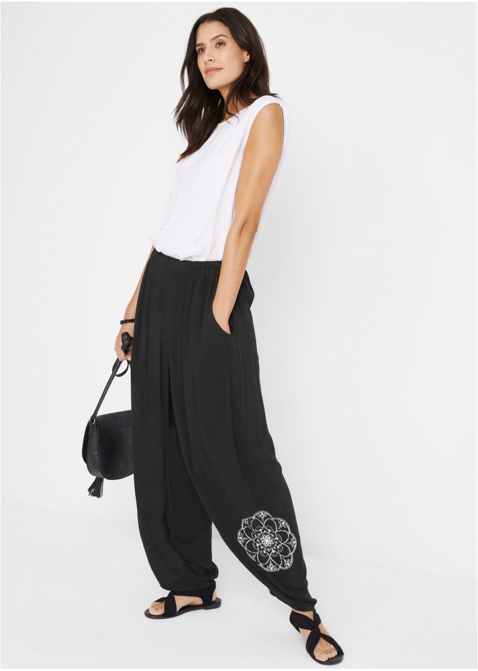 Pantalon extra large à imprimé latéral avec taille confortable