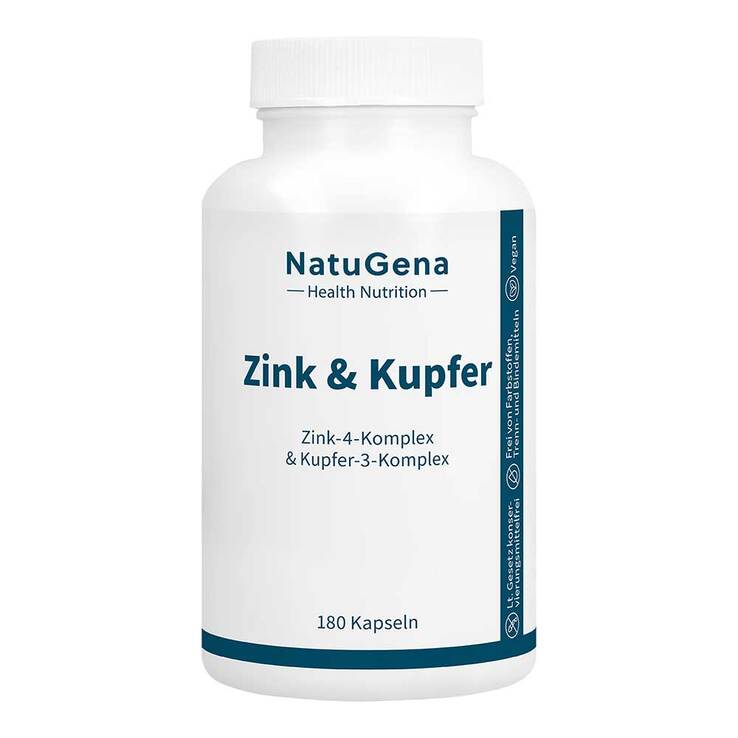 Zink & Kupfer Komplex + gepuffertes Vitamin C Kapseln , 180 St