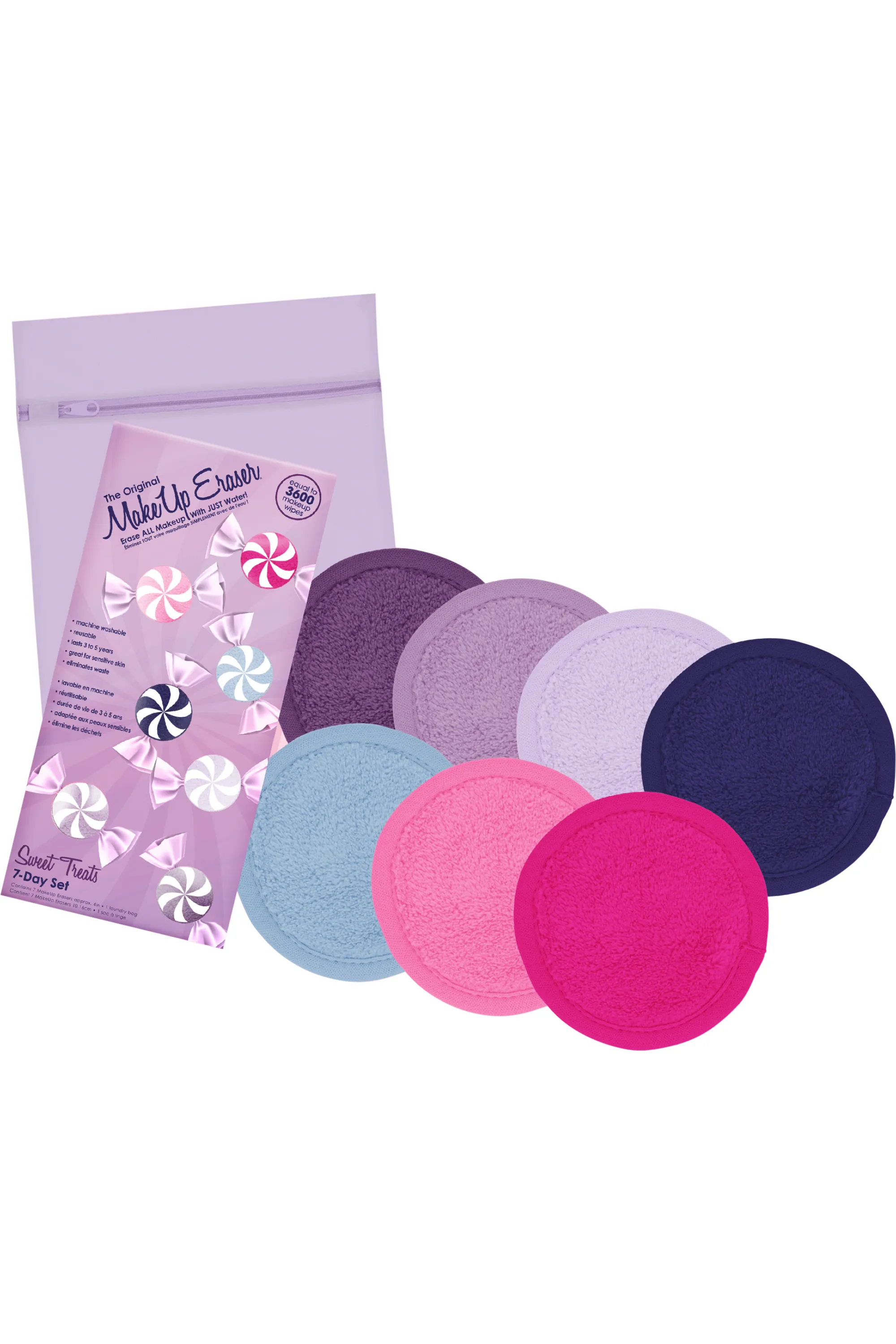 Makeup Eraser Kit de 7 serviettes démaquillantes réutilisables Sweet Treat